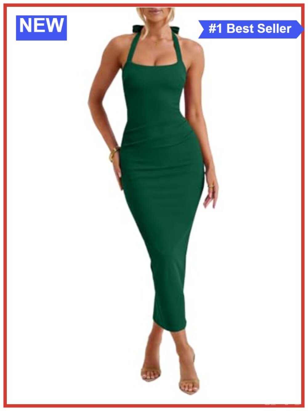 Elegant Halter Backless Maxi Dress Wedding Guest Cocktail Bodycon
